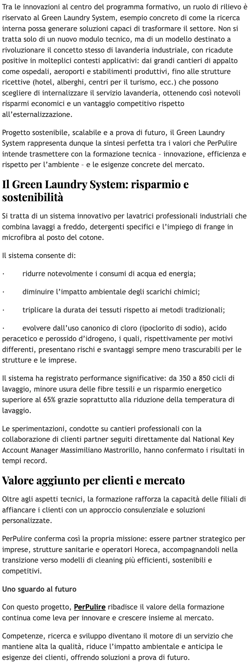 PerPulire prodotti pulizia settore horeca