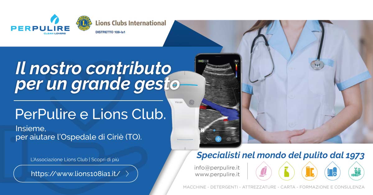 Un ecografo portatile per l'ospedale di Ciriè: è questo il contributo di PerPulire Torino insieme a Lions per Natale 2021.