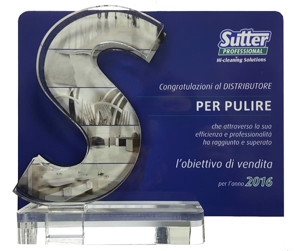 Perpulire riceve importante riconoscimento per la vendita di prodotti Sutter nel 2016