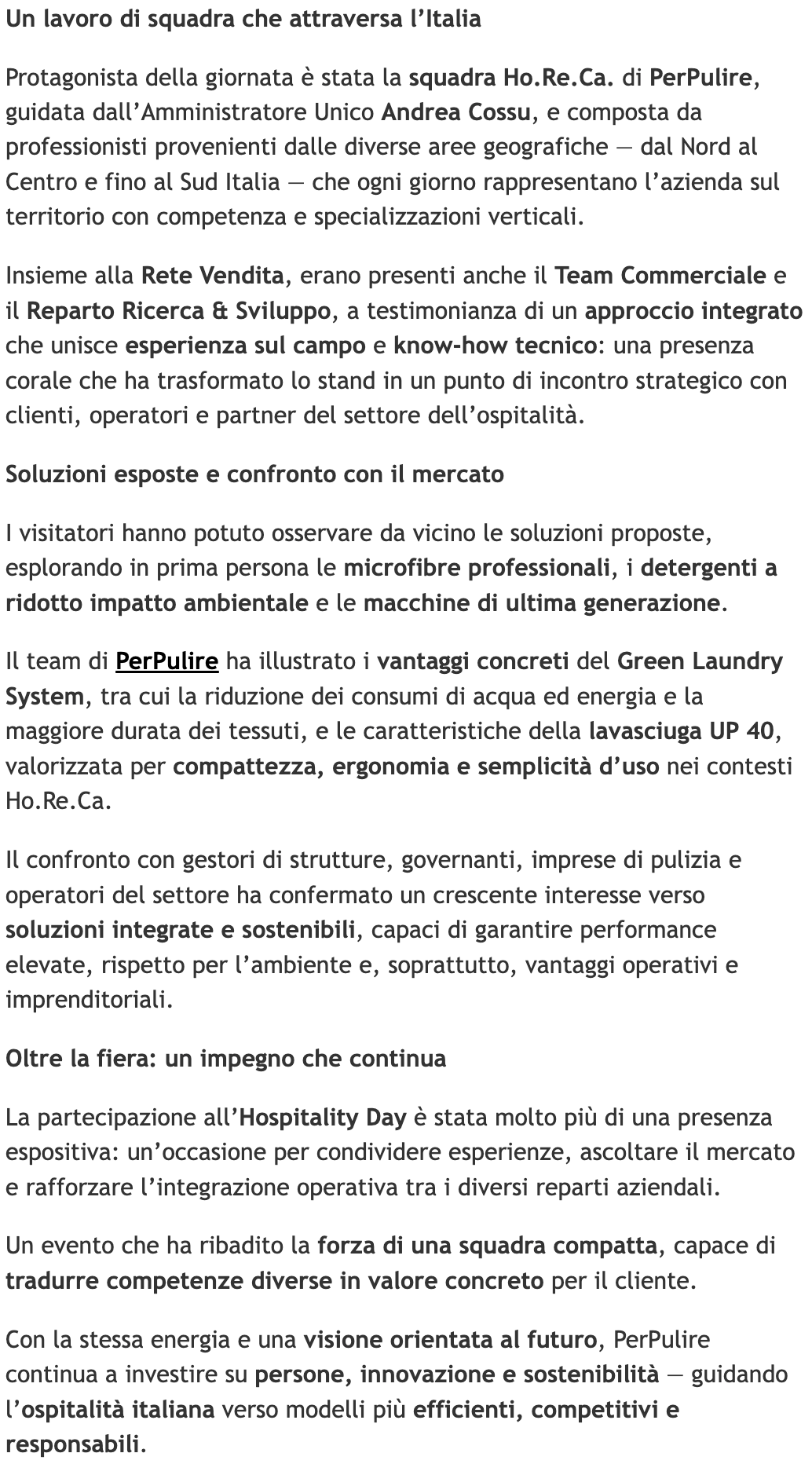 PerPulire prodotti pulizia settore horeca