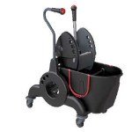 CARRELLI PULIZIA | CARRELLO MONOVASCA CON DIVISORIO 15+10LT STRIZZATORE PREXA S E MANIGLIA LATERALE - 