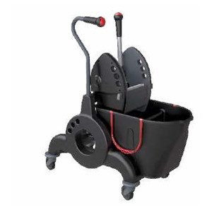 CARRELLO MONO VASCA CON DIVISORIO 15+10LT STRIZZATORE PREXA I, INSERTI IN GOMMA E MANIGLIA LATERALE